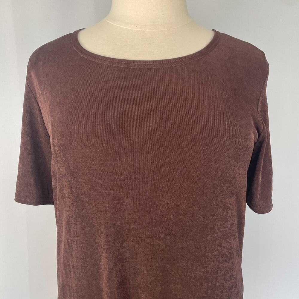 Vintage Casual Dress Plus Size 14W 16W Chocolate Brown Minimal Stretch T Shirt - Picture 2 of 12